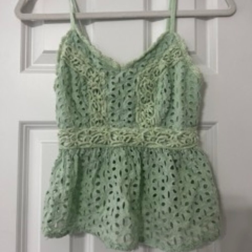 Eyelet Peplum Tank Top